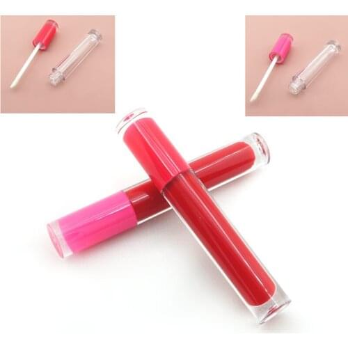 Circle Clear Lip Gloss Tube Hot Pink Red 5 ML 30/50/100 Pieces Round Empty Cosmetic Container Packaging Lip Gloss Tube With Wand