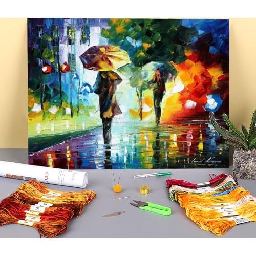 Dreams The Rain Printed Fabric 11CT Cross-Stitch Embroidery Full Kit DMC Threads Knitting Sewing Needlework Jewelry