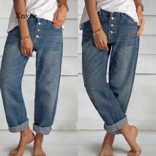 2021 Fashion High Waist Womens Jeans Wide Leg Pants New Retro Blue Straight Pants Oversized Overalls Loose Ladies Pants