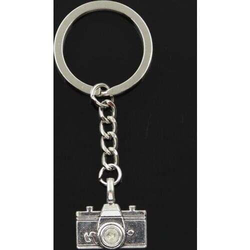 Fashion 30mm Key Ring Metal Key Chain Keychain Jewelry Antique Silver Color Plated Camera 22x21mm Pendant