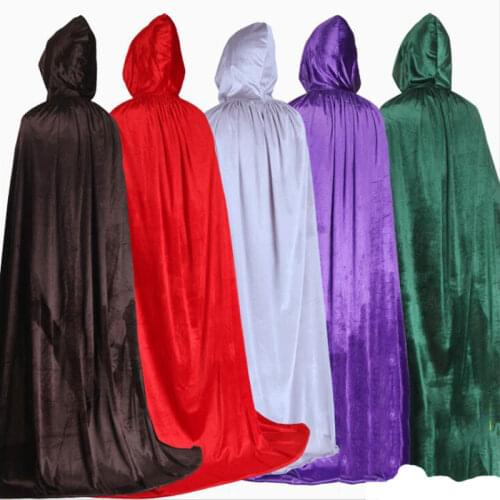 Halloween Hooded Capes for Adult Kid Long Cloaks Cosplay Costumes Witch Red Black Purple Green Cape for Women Men