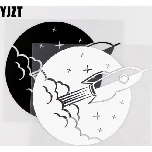 YJZT15.2X12.8CM Vinyl Decal Space Star Astronaut Rocket Ship Porthole Car Stickers Black / Silver 10A-0140