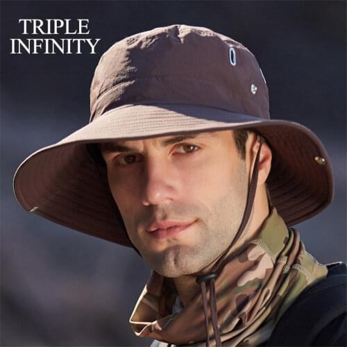 Fashion Mens Panama Hat Casual Camping Hunting Fishing Hiking Sun Hats Mesh Breathable Foldable Large Bucket Hat Wide Brim Cap