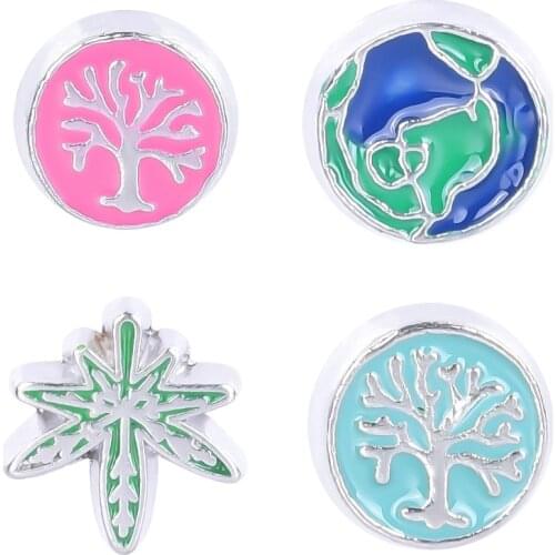 20Pcs/lot Metal Colorful Tree Floating Charms Living Handcraft Locket Necklaces Gift Jewelry