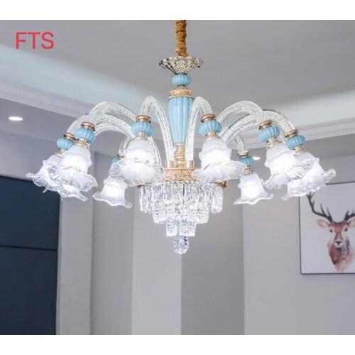 European style ceiling living room crystal lamp dining room bedroom chandelier simple European French ceramic chandeliers