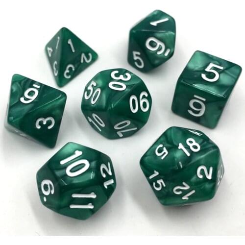 Rollooo Dice Pearl RPG Dice 7 Pieces D4 D6 D8 D10 D% D12 D20
