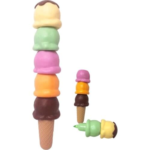 1 Pcs Colorful Pen Highlighter Fluorescent Marker İce Cream Shape Color Student Multicolor Hand Note Pen For School Poster