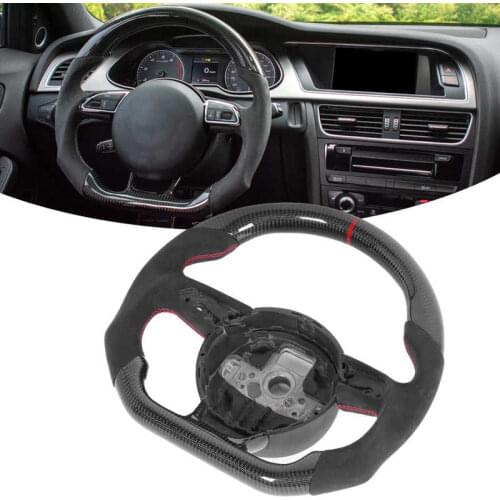 Carbon Fiber Steering Wheel Suede Fit for Audi B8.5 A3 A4 A5 A6 A7 RS3 RS4 RS5 RS6 RS7 2013 2014 2015 2016 Red Modification