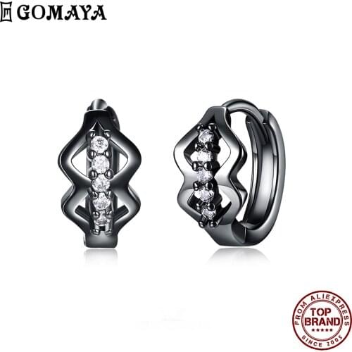 GOMAYA Vertical Inlay Clear Zircon Circle Earring Classic Vintage Hoop Earrings For Woman Party Festival Gift Fashion Jewelry