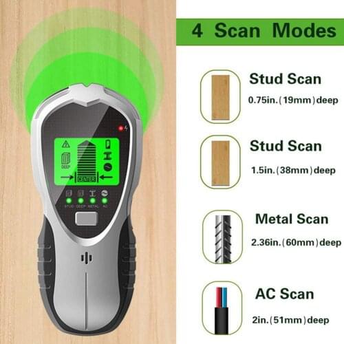 4 In 1 Stud Finder Scanner Wall Scanner Detector With Battery Stud Sensor Center Finders For Deep Metal And AC Wires Detection