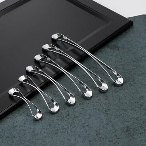Modern Silver Cabinet Drawer Pulls Fashion Kitchen Cupboard Handles Chrome Furniture Knob Closet Handle Hardware 96 128 160 192