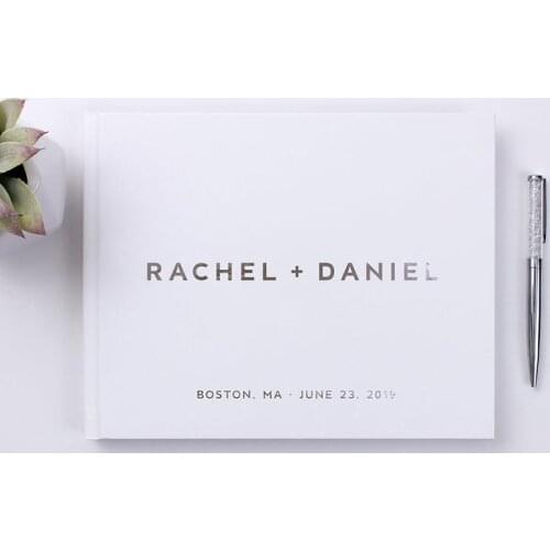 Custom Wedding Guest Book Modern Guestbook Wedding Personalized Guest Book for Wedding Gold Foil Signature Book Photo Album