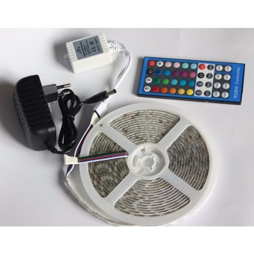 IP20/ IP65/IP67 SMD 5050 RGBW / RGBWW 5M LED strip light DC12V Flexible Ribbon lamp + 40key Controller + 3A Power Supply Adapter
