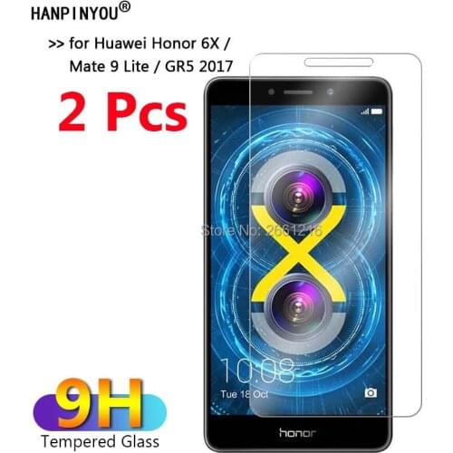 2 Pcs/Lot For Huawei Honor 6X 5.5" Tempered Glass 9H 2.5D Premium Screen Protector Film For Huawei Mate 9 Lite / GR5 2017