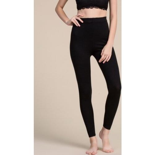 Womens 80% Silk 15% Wool 5% Nylon Knit Stretchy Full Length Warm Sweater Thermal Leggings XS367