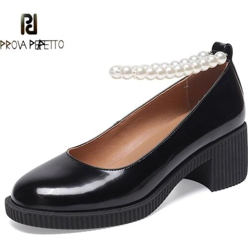 Pearls Can Be Worn Two Single Shoes Women 2021 New Korean Fashion Retro High Heels Thick Heel Mid-heel Mary Jane Shoes
