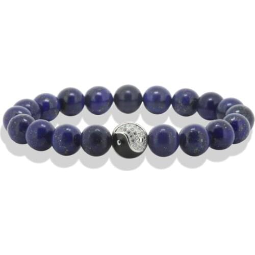 1pc 10mm Natural Stone Beads Bracelet Classic Taiji Connector Stone Bracelet for Men Fashion Jewelry