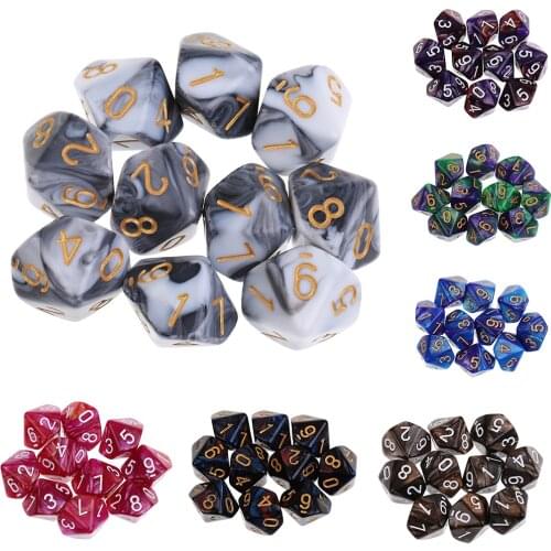 10pcs 10 Sided Dice D10 Polyhedral Dice for High quality