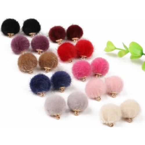 10pcs/lot 15mm Handmade Wool Pompom Ball Bead Charms Pendant For Necklace Bracelet Jewelry Making DIY Earring Fingdings