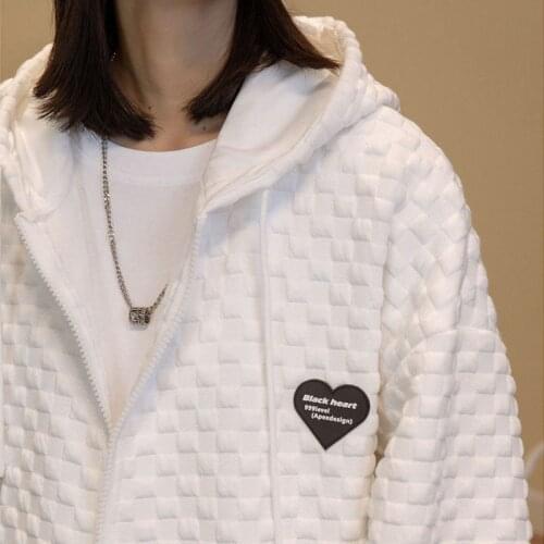 2021 Waffle Baseball Uniform Jacket Womens Korean Version Loose All-match Harajuku Style Hoodie Womens Large Size Sweatshirt