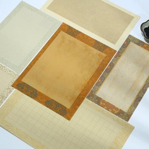 20pcs Retro Xuan Paper Letterhead Hard Pen Half Ripe Calligraphy Xuan Paper Batik Pastel Chinese Brush Pen Xuan Paper Letterhead