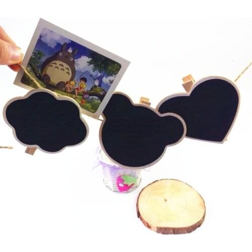 30pcs/lot Cute Cloud Bear Head And Love Three Design Mini Blackboard Wooden Clothespins Clips Decoration School Office