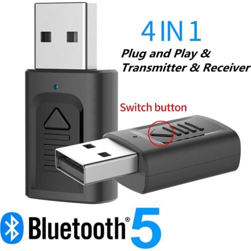 4 IN 1 Bluetooth 5.0 Audio Receiver Transmitter Mini Stereo Bluetooth AUX RCA USB 3.5mm Jack For TV PC Car Kit Wireless Adapter