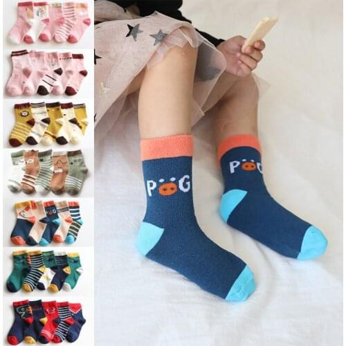 5 Pairs/lot Cartoon baby socks cotton socks mid-tube children socks autumn winter combed cotton baby boys girls socks