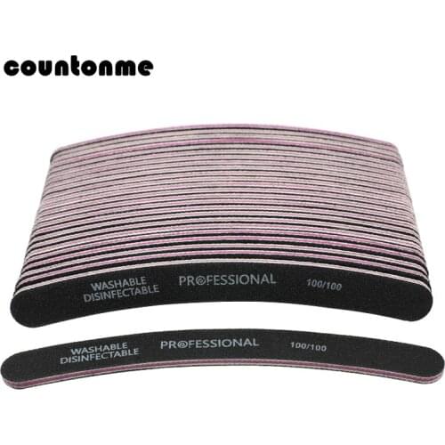 50pcs/lot Black Sandpaper Nail File 100/100 nail art tools Professional Manicure Pedicure Buffer Block Double-sided Curve Buffer
