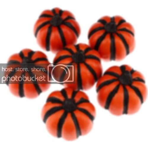 Gresorth 6pcs Artificial Orange Black Line Pumpkins Fake Vegetable for Halloween Christmas Home Party Holiday Decoration Model