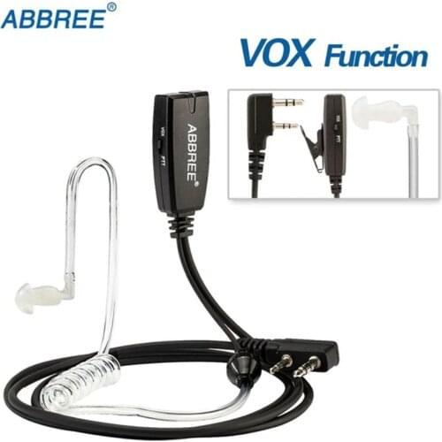 Abbree VOX 2 Pin Air Acoustic Tube Earphone Headset for Kenwood Baofeng UV-5R UV-82 BF-F11 TYT Wouxun Walkie Talkie 2 Way Radio