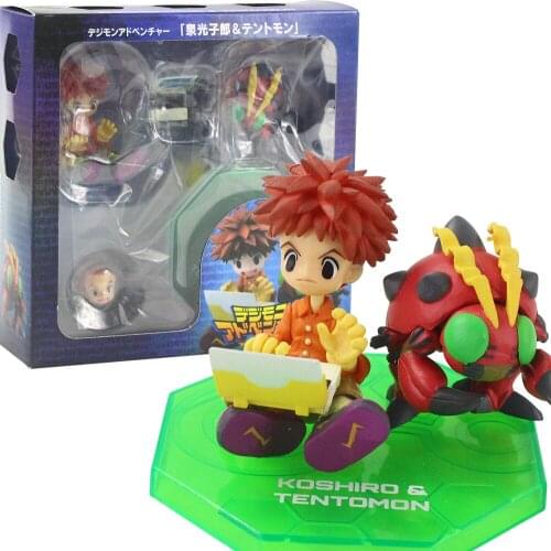 7cm Digimon Adventure Anime Izumi Koushiro Tentomon with Computer PVC Action Figure Decoration Model Toy Kids Gift Brinquedos