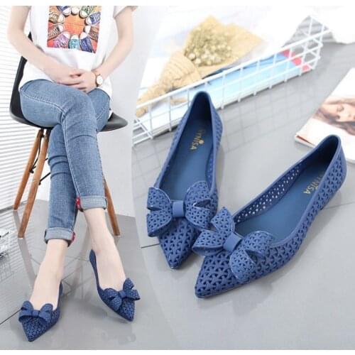 Hollow Out Fashion Women Flat Shoes Bow Spring and Autumn Women Flat Loafers Shoes Pointed Toe Female Casual Shoes