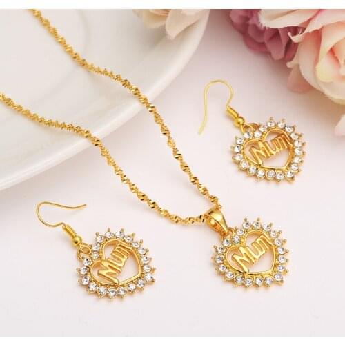 Bangrui necklace pendant Earring Bridal Jewelry Sets Luxury Crystal Cubic Zirconia Gold Vintage love wedding Jewelry Set gift