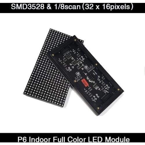 Free Shipping P6 Indoor LED Display Module 192*96mm 1/ 8Scan SMD3528 Indoor Full color LED Advertising Screen Panel