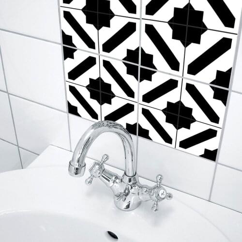 Funlife Black and White Moroccan Style Tile Bedroom Living Room Kitchen Waterproof Wall Sticker Hotel Decorative Wall Sticker