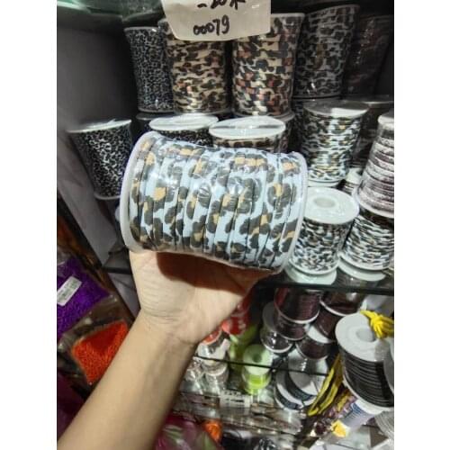 5mm 20meters / Spool Earth Yellow/white Leopard Elastic lycra cord Stitched round lycra cord Lycra strip For DIY Jewelry Marking