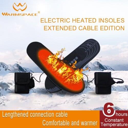 WARMSPACE Electric Heated Insoles USB Charging Heating Insole With Rechargeable Lithium Battery Keep Warm In Winter 43cm Cable
