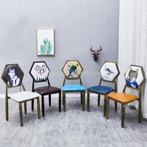 European Style Nail Chair Back Stool Retro Chair Net Red Makeup Chair