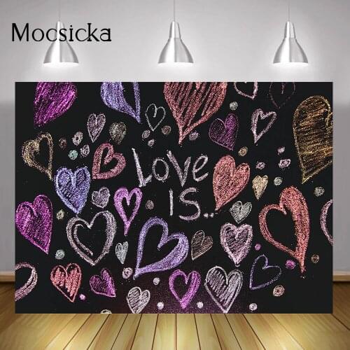 Love Valentines Day Photo Background Watercolor Love Heart Painting Backdrop Photography Sweetheart Romantic Portrait Props