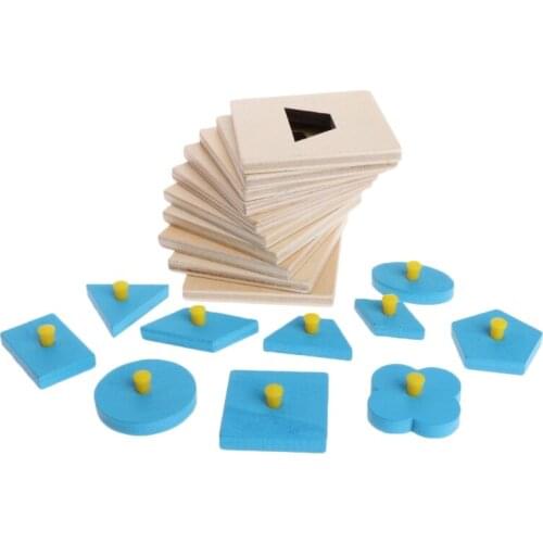 Montessori Shapes Sorting Puzzle Geometry Board Education Preschool Kids Toys Y4QA