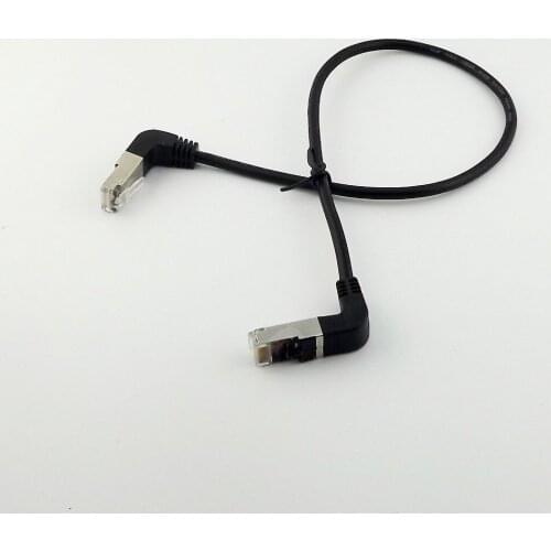 10pcs RJ45 Male to Male Plug Down Angled Ethernet LAN Network Extension Adapter Cable 50cm