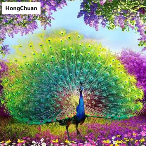Open Screen Peacock Mural 5D DIY Square/Round Diamond Painting Mosaic Cross Embroidery Handicraft Home Decoration Christmas Gift