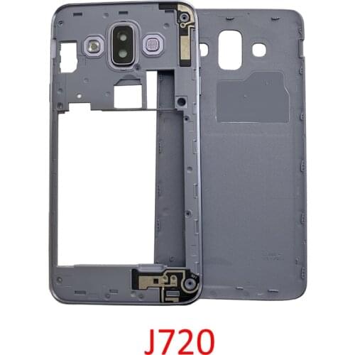 Phone Housing Frame Back Panel For Samsung J720 J7 Duo 2018 J720F Original New Lavender Blue Middle Chassis Battery Cover Case