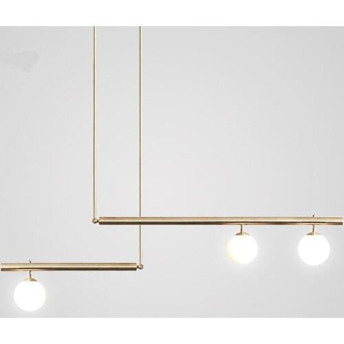 Postmodern creative restaurant glass ball pendant lamps art coffee shop dining living room model room long pipe pendant lights