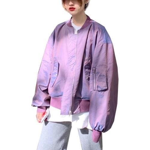 Harajuku Basic Coat Women Spring Long Sleeve Zipper Baggy Boyfriend Bomber Jacket Casual Baseball Uniform Ladies Jackets Clothes