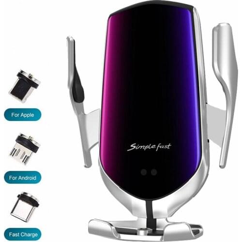 15W Magnetic Smart Induction For iPhone 12 11 X Samsung S20 S10 Wireless Car Chargers Automatic Clamping Car Wireless Charger