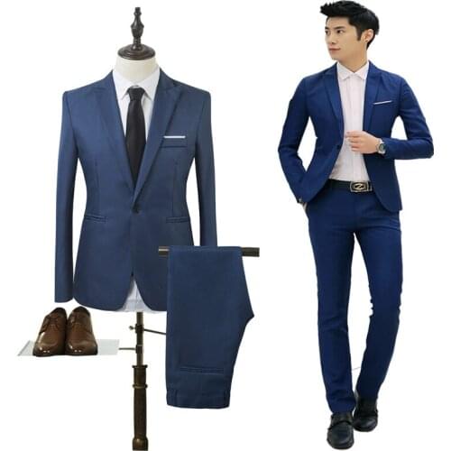 Mens Suits Groom Tuxedos 2021 Spring Youth Student Leisure Two Pieces Suit Plus Size Best Man Suits(Jacket+Pant) 6XL Wholesale