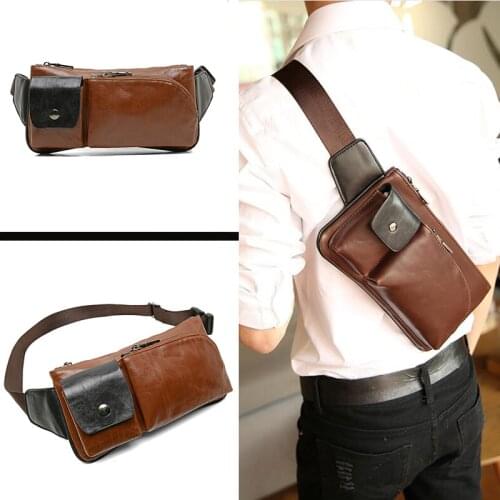 Mihaivina Chest Bag For Men Leather Fanny Pack Black Bum Bags Women Casual Rivet Waist Bag Outdoor Sports Shoulder Crossbody Bag