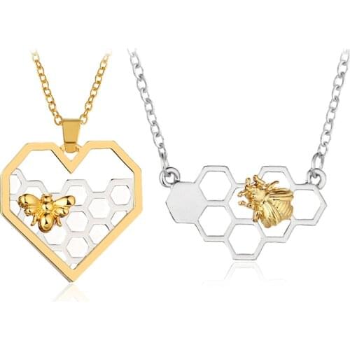 Honeycomb Bee Animal Insect DNA Geometric Polygon Long Chian Necklace Party Lover Dopamine Romantic Gift Jewelry